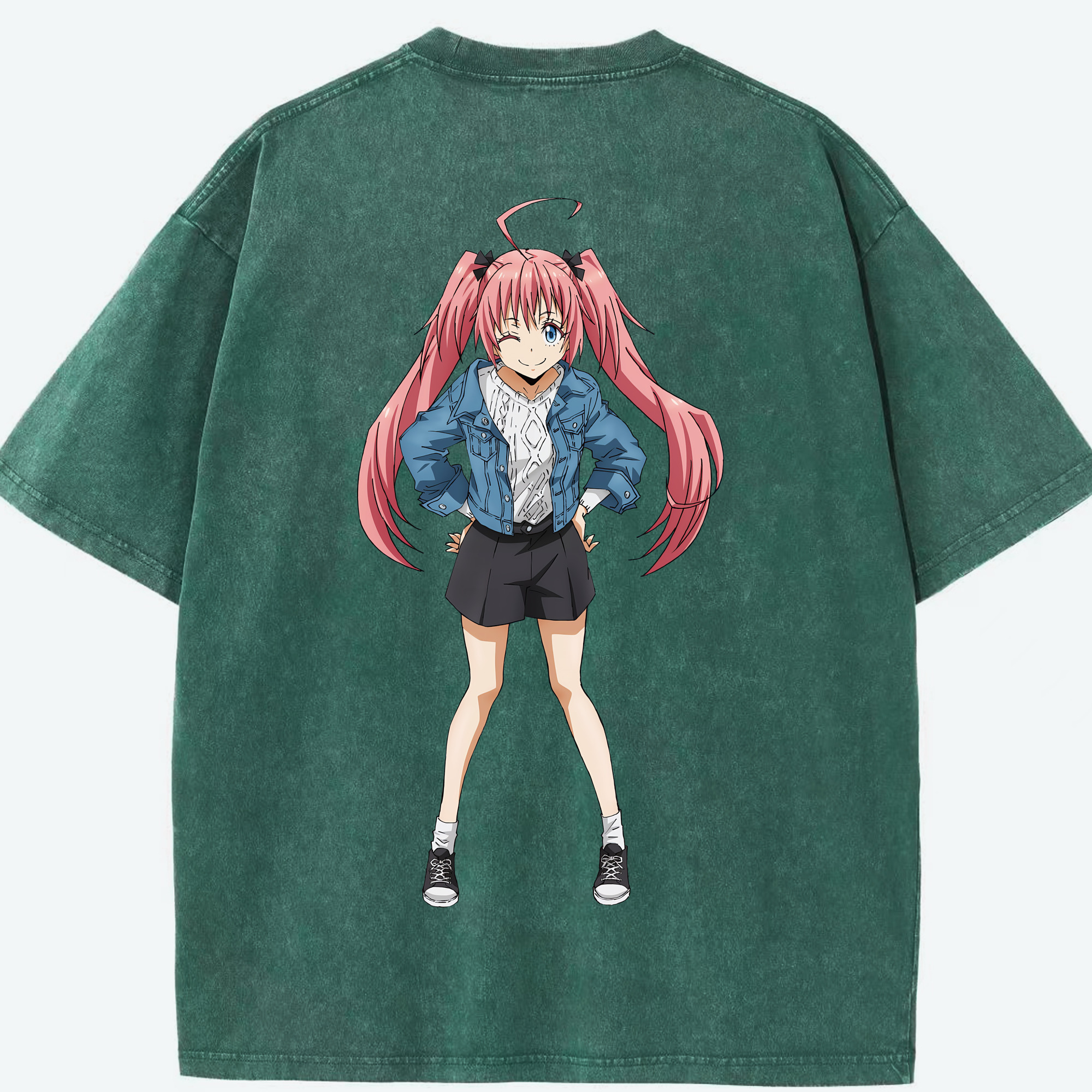 （画像用） 転スラ Regarding Reincarnated to Slime 綿100% ヴィンテージ風 半袖Tシャツ（背面プリント）